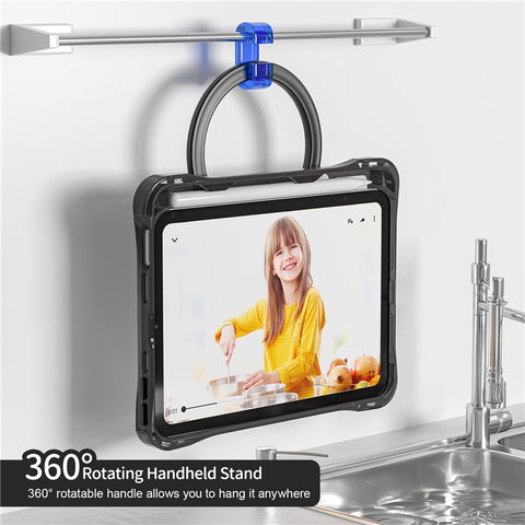 For iPad mini (2024) / (2021) Case with Shoulder Strap Kickstand PC TPU Acrylic Tablet Cover