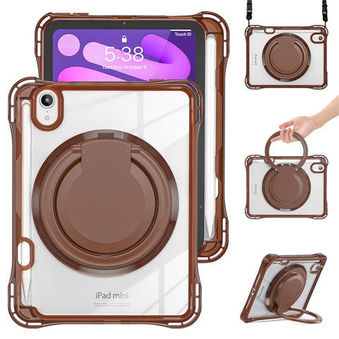 For iPad mini (2024) / (2021) Case with Shoulder Strap Kickstand PC TPU Acrylic Tablet Cover
