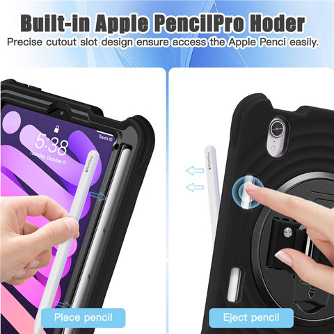For iPad mini (2024) / (2021) Case Kickstand PC + Silicone + TPU Tablet Cover