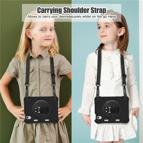 For iPad mini (2024) / (2021) Case with Shoulder Strap Kickstand PC + Silicone + TPU Tablet Cover