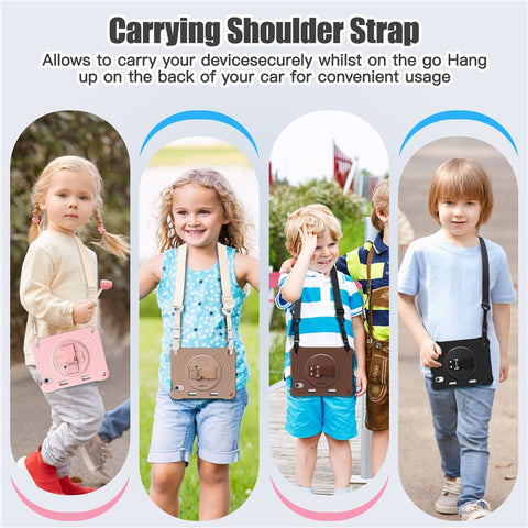 For iPad mini (2024) / (2021) Case with Shoulder Strap Kickstand PC + Silicone + TPU Tablet Cover