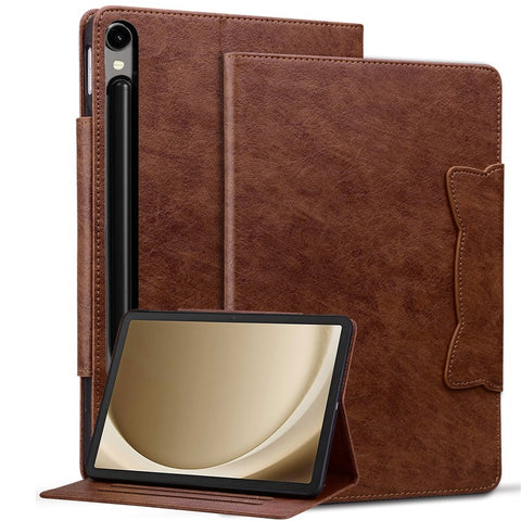 For Samsung Galaxy Tab S10 FE+ Case Cat Buckle Closure Leather Protective Stand Cover