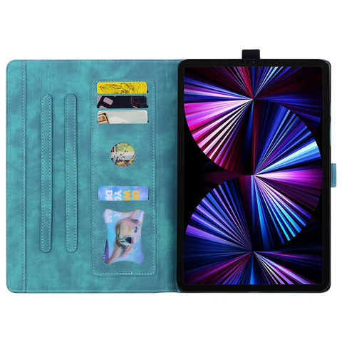 For Samsung Galaxy Tab S10 FE+ Case Card Slots Leather Tablet Stand Folio Cover Flower Cat