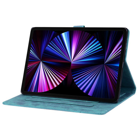 For Samsung Galaxy Tab S10 FE+ Case Card Slots Leather Tablet Stand Folio Cover Flower Cat