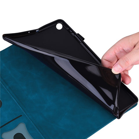 For Samsung Galaxy Tab S10 FE+ Case PU Leather Protective Folio Tablet Cover with Card Holder