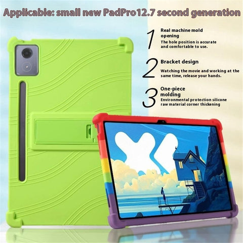For Lenovo Xiaoxin Pad Pro 12.7 inch / Pad Pro 12.7 (2025) Silicone Case with Kickstand Rugged Protective Cover