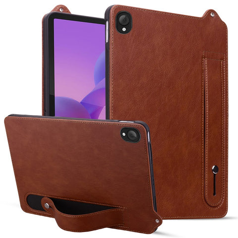 For Lenovo Tab K10C / Tab E10C Case Hand Strap Kickstand Leather Tablet Cover
