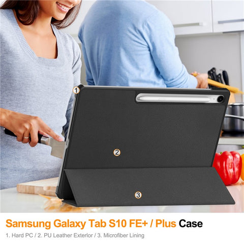 For Samsung Galaxy Tab S10 FE+ Case Anti-Drop Leather Stand Tablet Cover