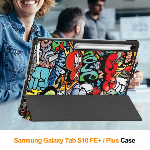 For Samsung Galaxy Tab S10 FE+ Case Pattern Print Leather Stand Tablet Cover