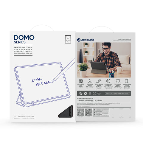 DUX DUCIS For Samsung Galaxy Tab S10 FE+ Case  Domo Series Tri-fold Stand PU Leather Tablet Cover