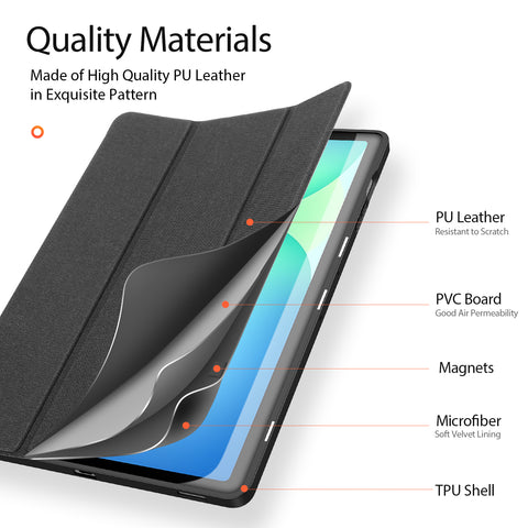 DUX DUCIS For Samsung Galaxy Tab S10 FE+ Case  Domo Series Tri-fold Stand PU Leather Tablet Cover
