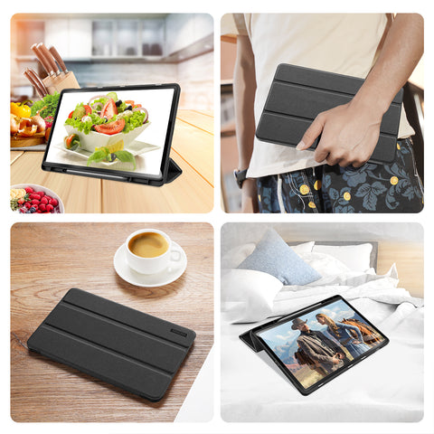 DUX DUCIS For Samsung Galaxy Tab S10 FE+ Case  Domo Series Tri-fold Stand PU Leather Tablet Cover