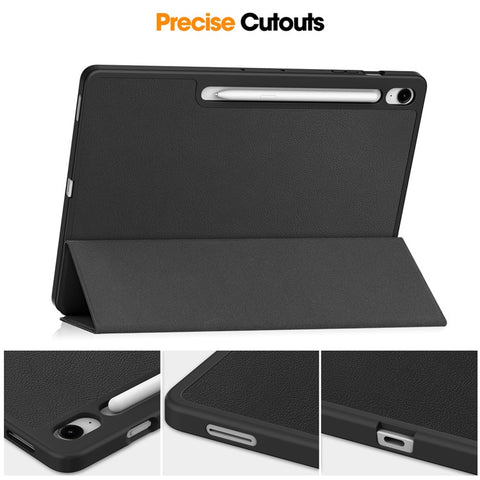 For Samsung Galaxy Tab S10 FE+ Stand Case Shock-Absorbent Leather Tablet Cover with Pen Slot
