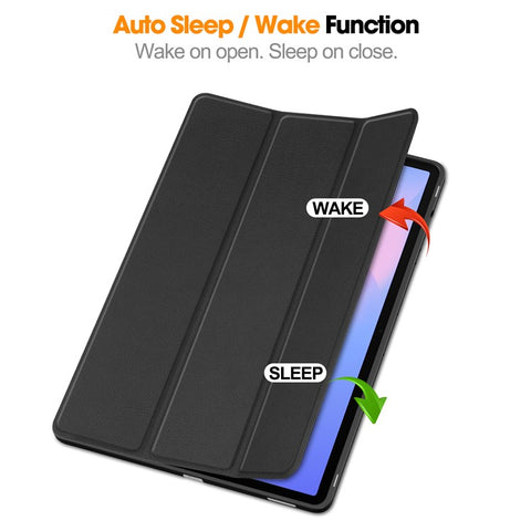 For Samsung Galaxy Tab S10 FE+ Stand Case Shock-Absorbent Leather Tablet Cover with Pen Slot