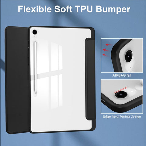For Samsung Galaxy Tab S10 FE+ Case Clear Acrylic Leather Tablet Cover Support Auto Sleep  /  Wake