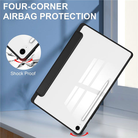 For Samsung Galaxy Tab S10 FE+ Case Clear Acrylic Leather Tablet Cover Support Auto Sleep  /  Wake