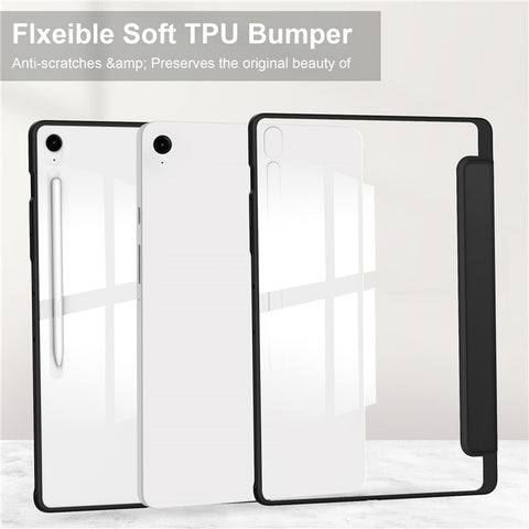 For Samsung Galaxy Tab S10 FE+ Case Clear Acrylic Leather Tablet Cover Support Auto Sleep  /  Wake