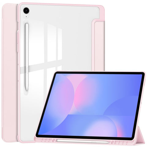 For Samsung Galaxy Tab S10 FE+ Case Clear Acrylic Leather Tablet Cover Support Auto Sleep  /  Wake