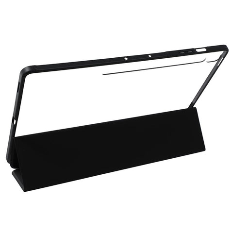 For Samsung Galaxy Tab S10 FE+ Case Skin-Touch Tri-Fold Stand PU Leather TPU Acrylic Clear Tablet Cover