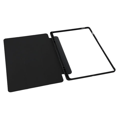 For Samsung Galaxy Tab S10 FE+ Case Skin-Touch Tri-Fold Stand PU Leather TPU Acrylic Clear Tablet Cover