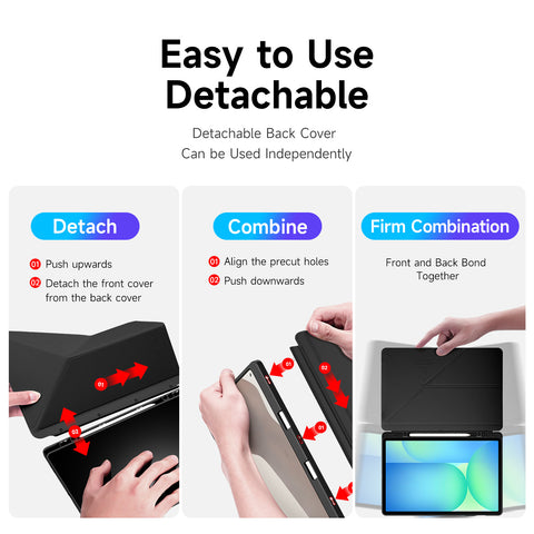 DUX DUCIS For Samsung Galaxy Tab S10 FE+ Case  Magi Series Detachable Origami Stand Leather+PC+TPU Clear Back Cover