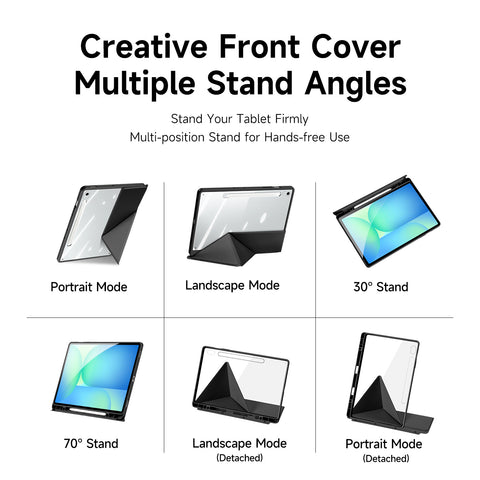 DUX DUCIS For Samsung Galaxy Tab S10 FE+ Case  Magi Series Detachable Origami Stand Leather+PC+TPU Clear Back Cover