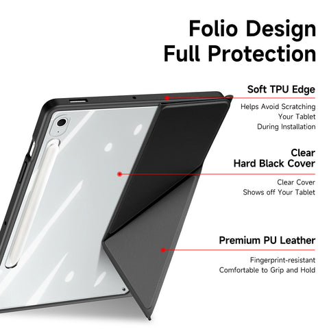 DUX DUCIS For Samsung Galaxy Tab S10 FE+ Case  Magi Series Detachable Origami Stand Leather+PC+TPU Clear Back Cover