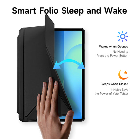 DUX DUCIS For Samsung Galaxy Tab S10 FE+ Case  Magi Series Detachable Origami Stand Leather+PC+TPU Clear Back Cover