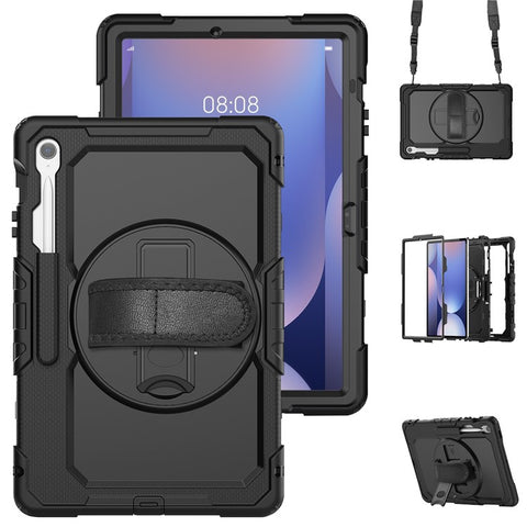 For Samsung Galaxy Tab S10 FE+ SM-X620  /  X626B Case PC + Silicone Tablet Cover with PET Anti-Scratch Film and Shoulder Strap