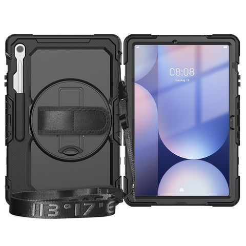 For Samsung Galaxy Tab S10 FE+ SM-X620  /  X626B Case PC + Silicone Tablet Cover with PET Anti-Scratch Film and Shoulder Strap