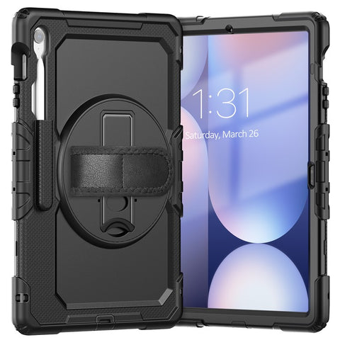 For Samsung Galaxy Tab S10 FE+ SM-X620  /  X626B Case PC + Silicone Tablet Cover with PET Anti-Scratch Film and Shoulder Strap