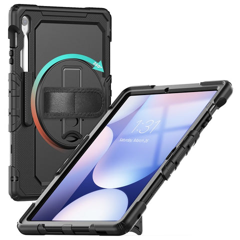 For Samsung Galaxy Tab S10 FE+ SM-X620  /  X626B Case PC + Silicone Tablet Cover with PET Anti-Scratch Film and Shoulder Strap