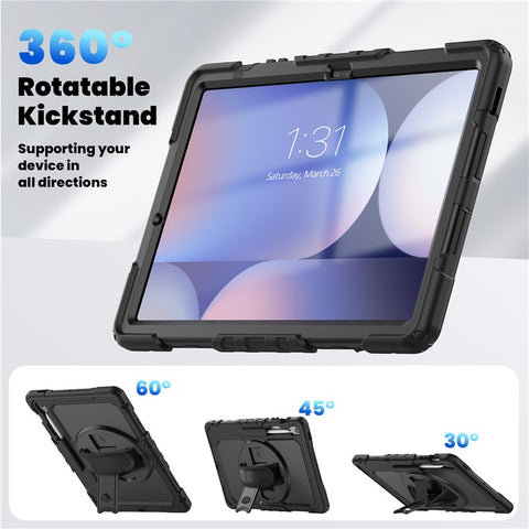 For Samsung Galaxy Tab S10 FE+ SM-X620  /  X626B Case PC + Silicone Tablet Cover with PET Anti-Scratch Film and Shoulder Strap