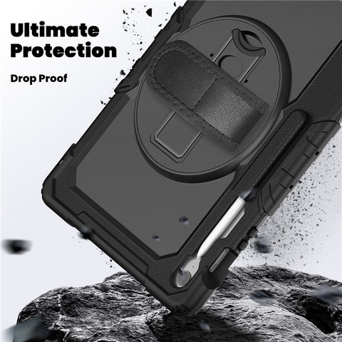 For Samsung Galaxy Tab S10 FE+ SM-X620  /  X626B Case PC + Silicone Tablet Cover with PET Anti-Scratch Film and Shoulder Strap