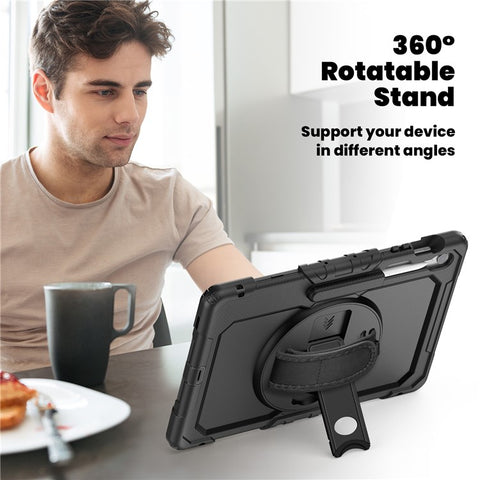 For Samsung Galaxy Tab S10 FE+ SM-X620  /  X626B Case PC + Silicone Tablet Cover with PET Anti-Scratch Film and Shoulder Strap