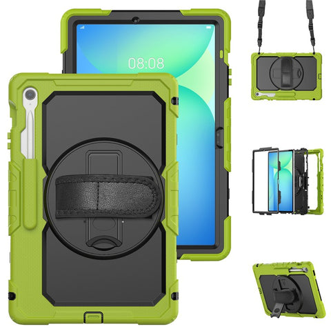 For Samsung Galaxy Tab S10 FE+ SM-X620  /  X626B Case PC + Silicone Tablet Cover with PET Anti-Scratch Film and Shoulder Strap