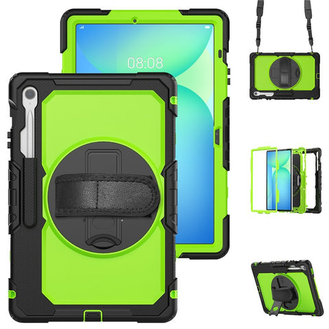 For Samsung Galaxy Tab S10 FE+ SM-X620  /  X626B Case PC + Silicone Tablet Cover with PET Anti-Scratch Film and Shoulder Strap