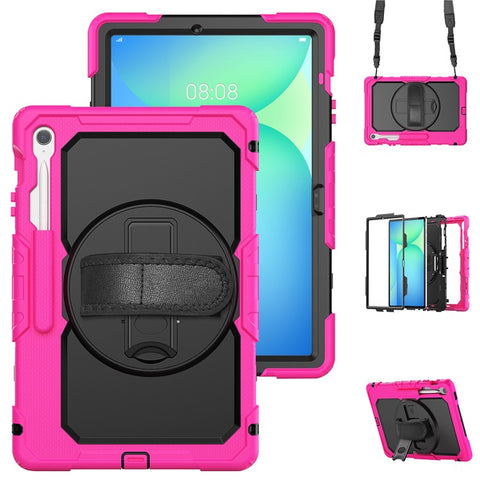 For Samsung Galaxy Tab S10 FE+ SM-X620  /  X626B Case PC + Silicone Tablet Cover with PET Anti-Scratch Film and Shoulder Strap