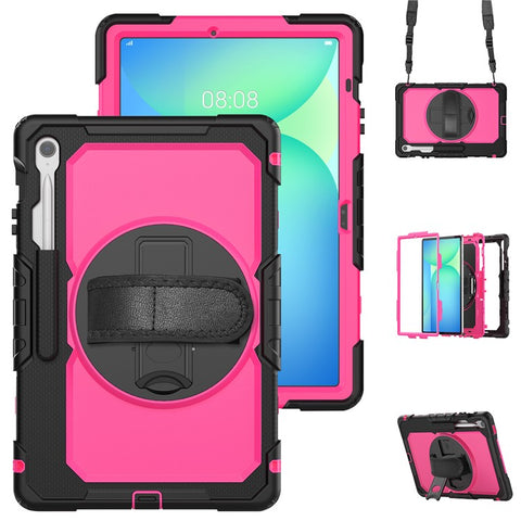 For Samsung Galaxy Tab S10 FE+ SM-X620  /  X626B Case PC + Silicone Tablet Cover with PET Anti-Scratch Film and Shoulder Strap