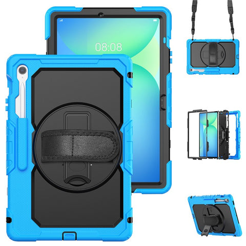 For Samsung Galaxy Tab S10 FE+ SM-X620  /  X626B Case PC + Silicone Tablet Cover with PET Anti-Scratch Film and Shoulder Strap