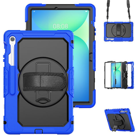 For Samsung Galaxy Tab S10 FE+ SM-X620  /  X626B Case PC + Silicone Tablet Cover with PET Anti-Scratch Film and Shoulder Strap