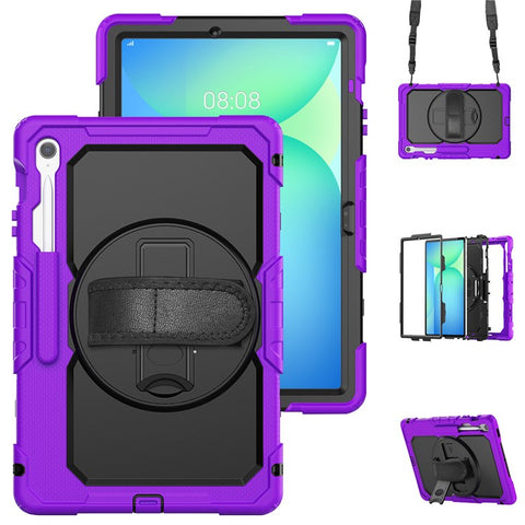 For Samsung Galaxy Tab S10 FE+ SM-X620  /  X626B Case PC + Silicone Tablet Cover with PET Anti-Scratch Film and Shoulder Strap