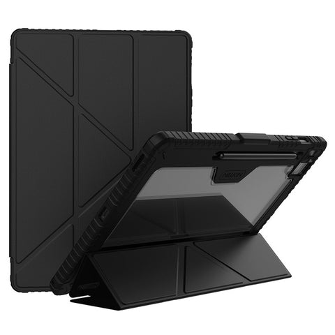 NILLKIN Bumper Leather Case Pro for Samsung Galaxy Tab S10 FE+ Slide Camera Lid Origami Stand Tablet Cover Auto Wake  /  Sleep