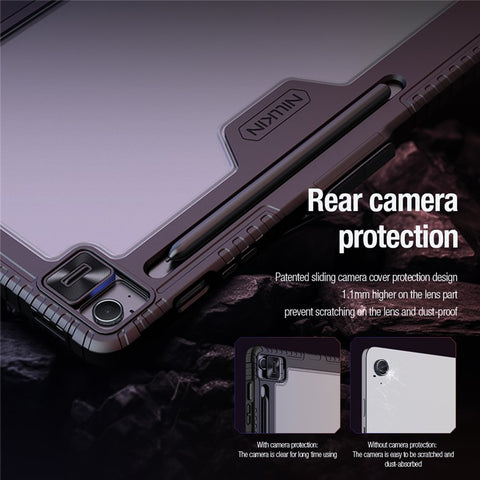 NILLKIN Bumper Leather Case Pro for Samsung Galaxy Tab S10 FE+ Slide Camera Lid Origami Stand Tablet Cover Auto Wake  /  Sleep