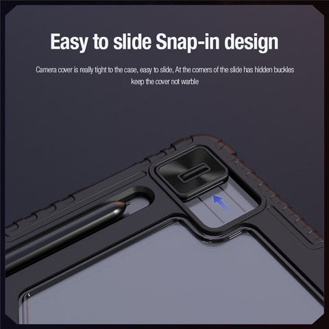 NILLKIN Bumper Leather Case Pro for Samsung Galaxy Tab S10 FE+ Slide Camera Lid Origami Stand Tablet Cover Auto Wake  /  Sleep