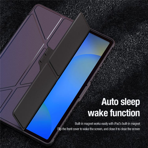 NILLKIN Bumper Leather Case Pro for Samsung Galaxy Tab S10 FE+ Slide Camera Lid Origami Stand Tablet Cover Auto Wake  /  Sleep