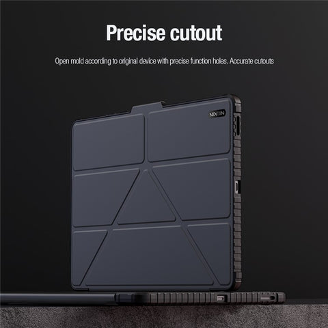 NILLKIN Bumper Leather Case Pro for Samsung Galaxy Tab S10 FE+ Slide Camera Lid Origami Stand Tablet Cover Auto Wake  /  Sleep