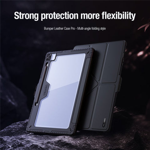 NILLKIN Bumper Leather Case Pro for Samsung Galaxy Tab S10 FE+ Slide Camera Lid Origami Stand Tablet Cover Auto Wake  /  Sleep