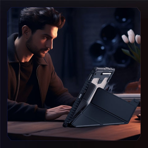 NILLKIN Bumper Leather Case Pro for Samsung Galaxy Tab S10 FE+ Slide Camera Lid Origami Stand Tablet Cover Auto Wake  /  Sleep