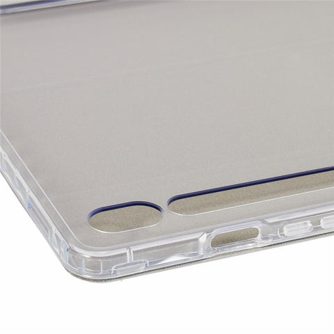 For Samsung Galaxy Tab S10 FE+ Case Tri-Fold Stand Leather + TPU + Acrylic Clear Back Tablet Cover